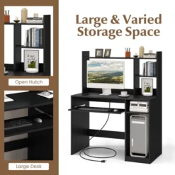 Costway Computer Desk Study Bookcase Workstation With Charging Station Hutch & CPU Stand -Homcom Furniture Shop GUEST 9b77e3e8 f1b9 4087 81bf ef9ff422fd2e