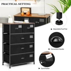 Costway 5 Drawer Dresser Fabric Storage Tower Organizer Unit Sturdy Steel Frame -Homcom Furniture Shop GUEST 9bcbbd46 fb0d 4c54 bdb4 831f52129be6