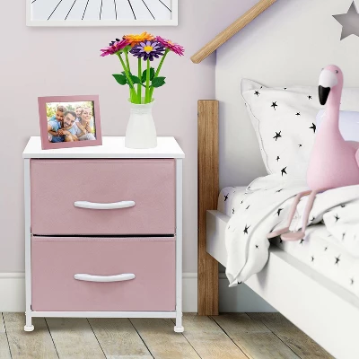 Sorbus Nightstand With Drawers For Home Bedroom Pink 4 Sorbus Nightstand With Drawers For Home Bedroom Pink - Image 2