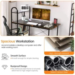 Costway Reversible Computer Desk Study Workstation Home Office 4-tier Bookshelf -Homcom Furniture Shop GUEST 9f027202 2550 49e0 bd58 6451f5bb6448