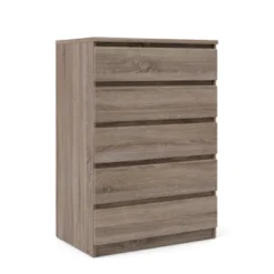Wood Scottsdale 5 Drawer Chest In Truffle Gray-Tvilum