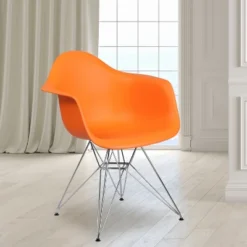 Emma And Oliver Plastic Accent Dining Chair With Arms And Chrome Base -Homcom Furniture Shop GUEST 9ff9ace2 d8b1 4021 b9b3 d2fd47d5d738