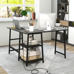 Costway L Shaped Corner Computer Desk Study Table W/Storage Shelves Black/Rustic Brown 16 Costway L Shaped Corner Computer Desk Study Table W/Storage Shelves Black/Rustic Brown -Homcom Furniture Shop GUEST a00e9300 6588 4966 9b2d 0444f050ef40