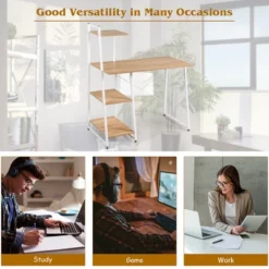 Costway Computer Desk With Shelves Workstation With Bookshelf Natural -Homcom Furniture Shop GUEST a0a622d9 7ffa 4462 ac28 0a189aadeb48