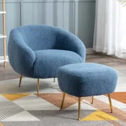 Modern Accent Chair, Teddy Short Plush Particle Velvet Armchair With Ottoman-ModernLuxe 26 Modern Accent Chair, Teddy Short Plush Particle Velvet Armchair With Ottoman-ModernLuxe -Homcom Furniture Shop GUEST a2117f17 60b7 4325 aa12 c973a851e00f