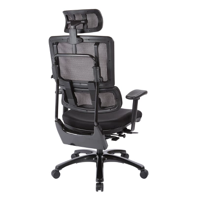 Vertical Mesh Back Chair With Shiny Base And Coal Free Flex Fabric With Headrest - OSP Home Furnishings 5 Vertical Mesh Back Chair With Shiny Base And Coal Free Flex Fabric With Headrest - OSP Home Furnishings - Image 3
