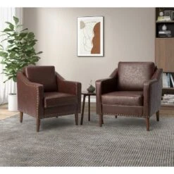 Set Of 2 Bonita Transitional Vegan Leather Armchair With Removable Seat Cushion And Nailhead Trims | ARTFUL LIVING DESIGN -Homcom Furniture Shop GUEST a268ff4a fccf 4b22 a31a dbcb8b43a31f