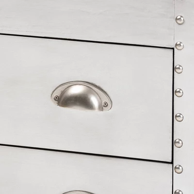 Serge Metal 3 Drawer Accent Storage Chest Silver - Baxton Studio 8 Serge Metal 3 Drawer Accent Storage Chest Silver - Baxton Studio - Image 6