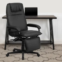 Emma And Oliver High Back Black LeatherSoft Executive Reclining Ergonomic Office Chair With Arms