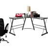 L Shaped Portland Glass Computer Desk - Room & Joy -Homcom Furniture Shop GUEST a3b632b9 0f14 49c5 a60d 6d7fea328541