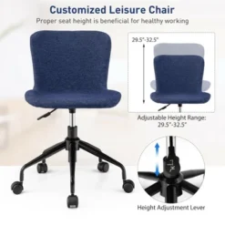 Costway Mid Back Armless Office Chair Adjustable Swivel Linen Task Chair 18 Costway Mid Back Armless Office Chair Adjustable Swivel Linen Task Chair -Homcom Furniture Shop GUEST a50ec55f 2e5b 4ba9 9ccd 80470543f8c5