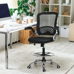 Costway Mesh Drafting Chair Mid Back Office Chair Adjustable Height Flip-Up Arm Black 14 Costway Mesh Drafting Chair Mid Back Office Chair Adjustable Height Flip-Up Arm Black -Homcom Furniture Shop GUEST a51d66f1 784f 455e 8f39 bd92f5c004a9