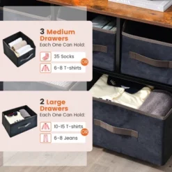 Costway 5-Drawer Storage Dresser Organizer Unit With Fabric Bin For Living Room Bedroom -Homcom Furniture Shop GUEST a5844610 7a01 4532 8897 8c2be7c477d5