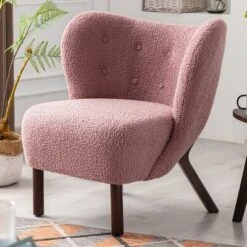 Modern Accent Chair Lambskin Wingback Tufted Side Chair With Solid Wood Legs-ModernLuxe -Homcom Furniture Shop GUEST a6f5bb0c 7da1 4b6f a8d4 04c8758d2a4d