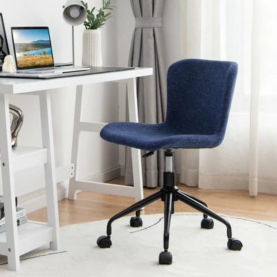 Costway Mid Back Armless Office Chair Adjustable Swivel Linen Task Chair 4 Costway Mid Back Armless Office Chair Adjustable Swivel Linen Task Chair - Image 2