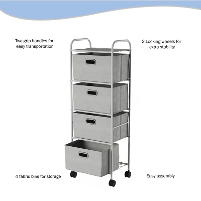 Lavish Home 4-Drawer Fabric Dresser Cart, Gray 4 Lavish Home 4-Drawer Fabric Dresser Cart, Gray - Image 2