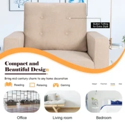 Modern Accent Armchair Upholstered Single Sofa Chair W/ 2-Side Pockets NavyBeigeGrey -Homcom Furniture Shop GUEST a825d0da 1827 4ce3 b554 8a8ff0ba6d51