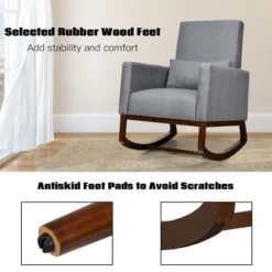 2-in-1 Fabric Upholstered Rocking Chair Nursery Armchair With Pillow Dark Grey -Homcom Furniture Shop GUEST a858c8fd ee1a 4130 a28b 3144da5fc0cc