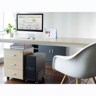 Monoprice Steel Computer Case CPU Tower Mobile Stand - Black Powder-Coated Steel Construction - Workstream Collection 5 Monoprice Steel Computer Case CPU Tower Mobile Stand - Black Powder-Coated Steel Construction - Workstream Collection - Image 3