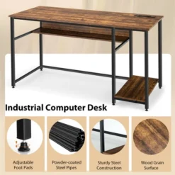Costway 55'' Computer Desk Home Office PC Workstation W/ Power Outlets & USB Ports Rustic / Black 20 Costway 55'' Computer Desk Home Office PC Workstation W/ Power Outlets & USB Ports Rustic / Black -Homcom Furniture Shop GUEST aa31df99 6762 43f6 a9f0 4b675091bc0a