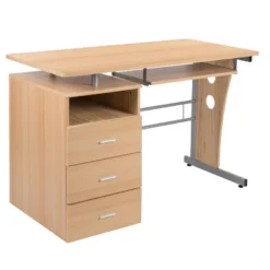 Emma And Oliver Desk With Three Drawer Single Pedestal And Pull-Out Keyboard Tray -Homcom Furniture Shop GUEST ac04651d 29a3 4c5d b94d 844fbdfcc045