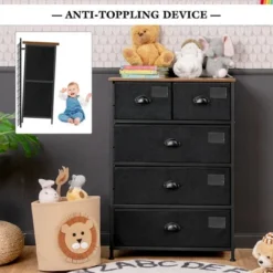 Costway 5 Drawer Dresser Fabric Storage Tower Organizer Unit Sturdy Steel Frame -Homcom Furniture Shop GUEST adae1ad8 65c2 4673 9388 e8b74bbfc357