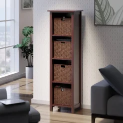 55.98" 5pc Milan Storage Shelf With Baskets Walnut - Winsome -Homcom Furniture Shop GUEST ae3b5002 d8a2 4b40 9c08 03111d6778e3