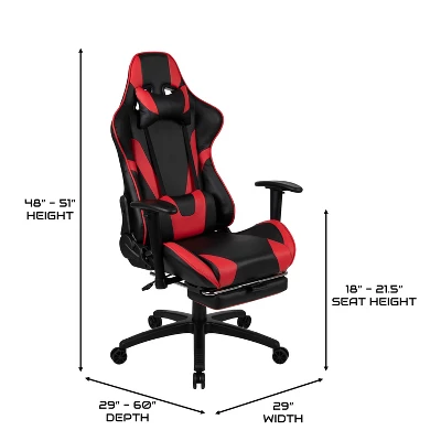 BlackArc Faux Leather Reclining Gaming Chair - Height Adjustable Pivot Arms, Pull-Out Footrest, Headrest & Lumbar Pillows 4 BlackArc Faux Leather Reclining Gaming Chair - Height Adjustable Pivot Arms, Pull-Out Footrest, Headrest & Lumbar Pillows - Image 2