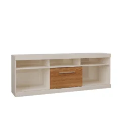 Open Compartments And Sliding Door TV Stand For TVs Up To 78" Off White/Oak - The Urban Port -Homcom Furniture Shop GUEST b0ac6483 52eb 478c 8d90 c066badbb795