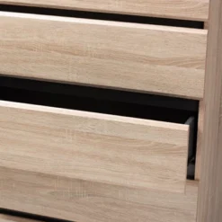 Mirren Light Oak 5 Drawer Chest Brown/Dark Gray - Baxton Studio -Homcom Furniture Shop GUEST b0db235c a0c2 4be5 a703 7e5c6d86176d