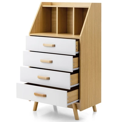 Costway 3-Cube Chest Of Drawers Storage Organizer 4-Drawer Dresser With Countertop 11 Costway 3-Cube Chest Of Drawers Storage Organizer 4-Drawer Dresser With Countertop - Image 9