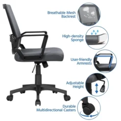Yaheetech Adjustable Mid-Back Office Chair Computer Chair With Wheels -Homcom Furniture Shop GUEST b1f69a16 4ad7 4fc8 a9f2 f0edb626ae92