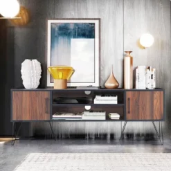 TV Stand Media Center Storage Cabinet & Shelf Hold Up To 60''TV W/ Metal Leg -Homcom Furniture Shop GUEST b3553813 1308 4002 95a4 0eb79dad527f