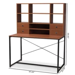 Edwin Rustic Industrial Style Wood And Metal 2 In 1 Bookcase Writing Desk Brown/Black - Baxton Studio -Homcom Furniture Shop GUEST b379882c 1285 4a67 bc7e 94497a85202d