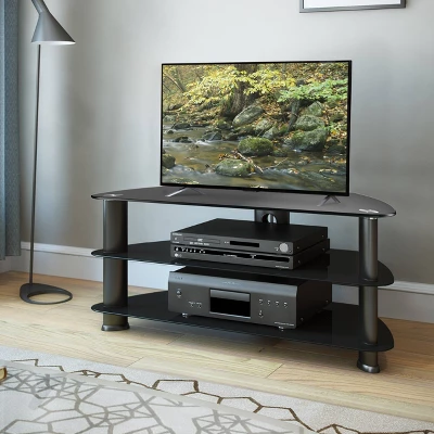 Corner TV Stand For TVs Up To 43" Black - CorLiving 3 Corner TV Stand For TVs Up To 43" Black - CorLiving
