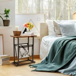 Costway Industrial End Side Table Mesh Magazine Holder Nightstand Rustic Brown -Homcom Furniture Shop GUEST b6f43842 c4ac 4a11 979d 0ecbec03f1fd