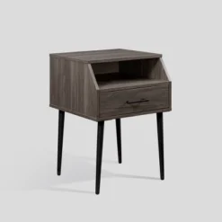 Modern 1 Drawer Angled Side Table - Saracina Home -Homcom Furniture Shop GUEST b736eb41 e6d5 4b13 a83e a23c9665cf46