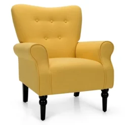 Costway Modern Accent Chair W/ Tufted Backrest & Rubber Wood Legs -Homcom Furniture Shop GUEST b74bf8dc 8c70 4f68 acad 7522469141ee