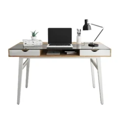 Compact Computer Desk With Multiple Storage Walnut - Techni Mobili -Homcom Furniture Shop GUEST b79a75bb 17fa 4192 9237 2cb60d1a594b