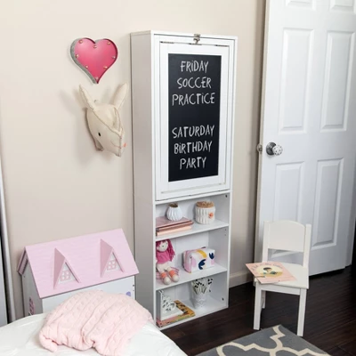 Wall Mount Folding Desk Cabinet With Blackboard White - Danya B. 4 Wall Mount Folding Desk Cabinet With Blackboard White - Danya B. - Image 2