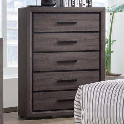 Flemming 5 Drawer Chest Gray - MiBasics 3 Flemming 5 Drawer Chest Gray - MiBasics
