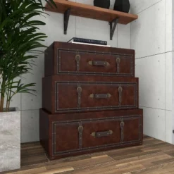 Traditional Faux Leather And Wood Chest Brown - Olivia & May -Homcom Furniture Shop GUEST b9b78aa7 ed15 4246 bd5b 06864fa4284b