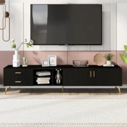 Modern TV Stand For TVs Up To 77'' With 5 Champagne Legs-ModernLuxe -Homcom Furniture Shop GUEST ba945fca 22f4 4b6c 825c 2b7fb009dd21