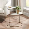 Kensington Hill Modern 2-Tier Half-Moon Gold Accent Side End Table 25" X 22 1/4" White Tempered Glass For Living Room Bedroom Home
