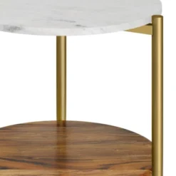 Fleetwood Round Marble And Wood Side Table White/Natural - WyndenHall 13 Fleetwood Round Marble And Wood Side Table White/Natural - WyndenHall -Homcom Furniture Shop GUEST bbb0ed13 9ff6 47c1 afd8 8012bd857494