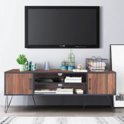 TV Stand Media Center Storage Cabinet & Shelf Hold Up To 60''TV W/ Metal Leg -Homcom Furniture Shop GUEST bc0e1613 3cc6 4209 b28f d56e7f0f279e