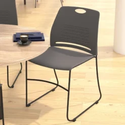 Emma And Oliver Heavy Duty 660 Lb. Capacity Ergonomic Polypropylene Stack Chair With Perforated Back And Steel Sled Base -Homcom Furniture Shop GUEST bcb2bf2d 5ab7 4d4d 8cad 80cac2dbd86a
