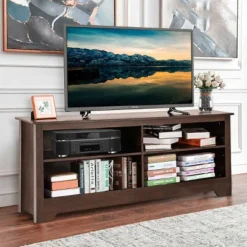 Costway 58'' TV Stand Entertainment Media Center Console Wood Storage Furniture Espresso -Homcom Furniture Shop GUEST be739bb2 8501 45bb 9636 2b3f3d32142a