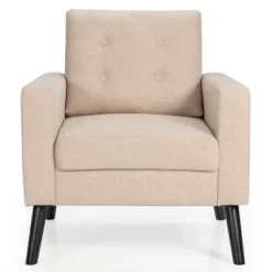 Modern Accent Armchair Upholstered Single Sofa Chair W/ 2-Side Pockets NavyBeigeGrey -Homcom Furniture Shop GUEST bebe4ff1 4abc 4c67 a3e8 fea0e29ed10e