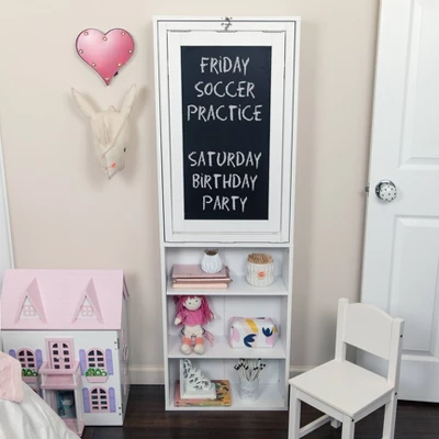 Wall Mount Folding Desk Cabinet With Blackboard White - Danya B. 3 Wall Mount Folding Desk Cabinet With Blackboard White - Danya B.